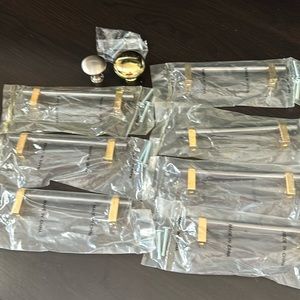 7 Gun Metal and Brass Cabinet Pulls